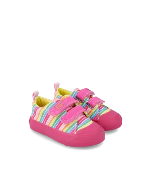 Agatha Ruiz de la Prada Girls Fushia Striped Canvas Pump