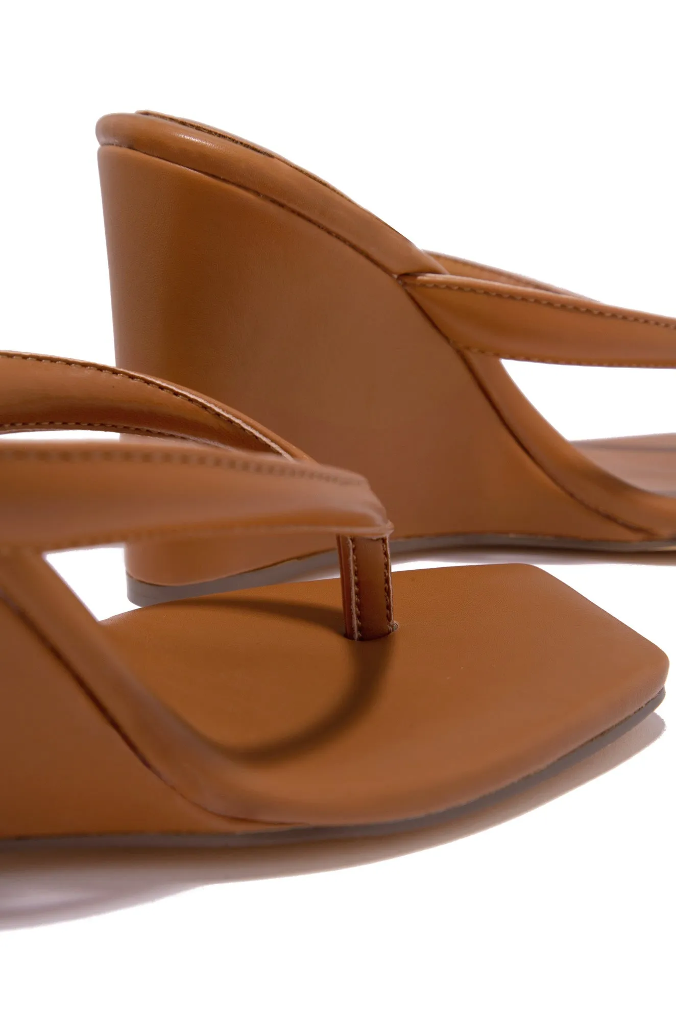 Alena Wedge Heel Mules - Tan