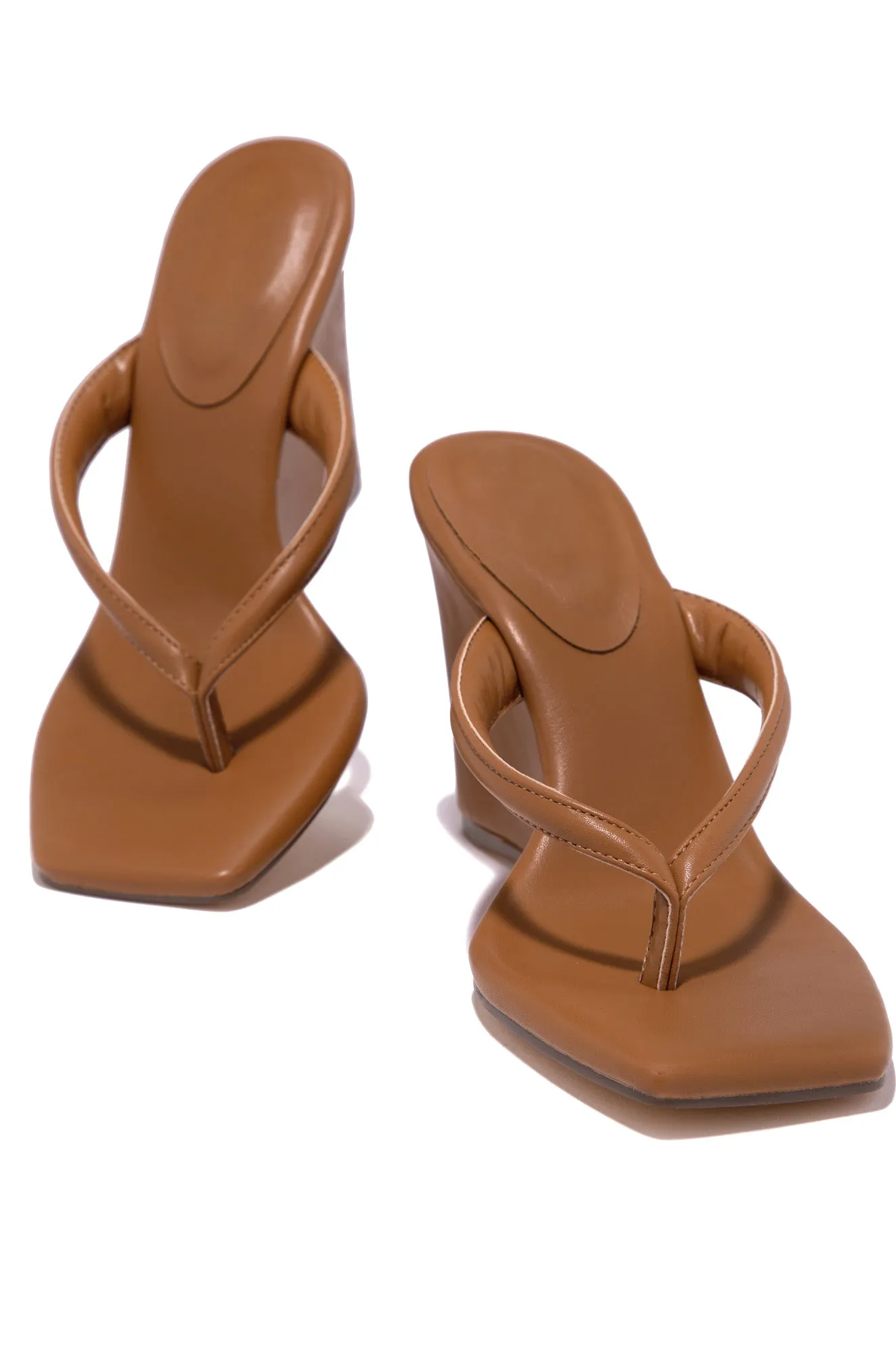 Alena Wedge Heel Mules - Tan