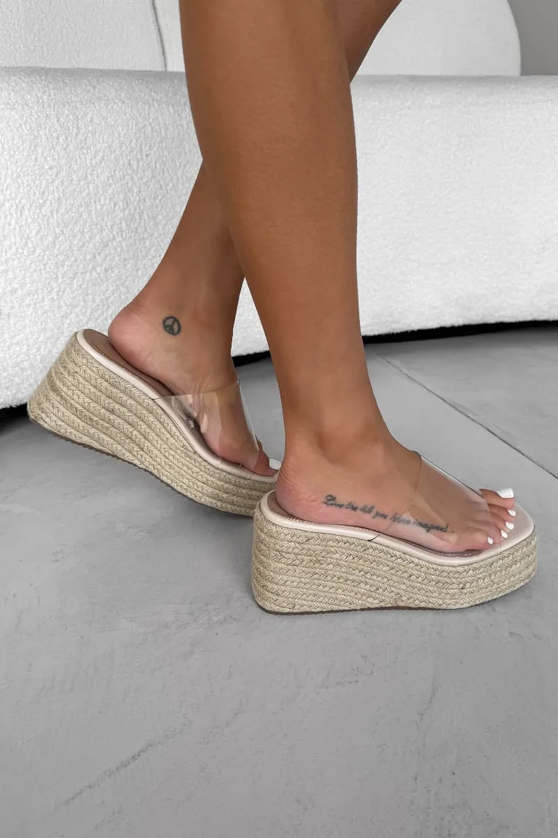 ANGEL Espadrille Wedge Sandals - Nude