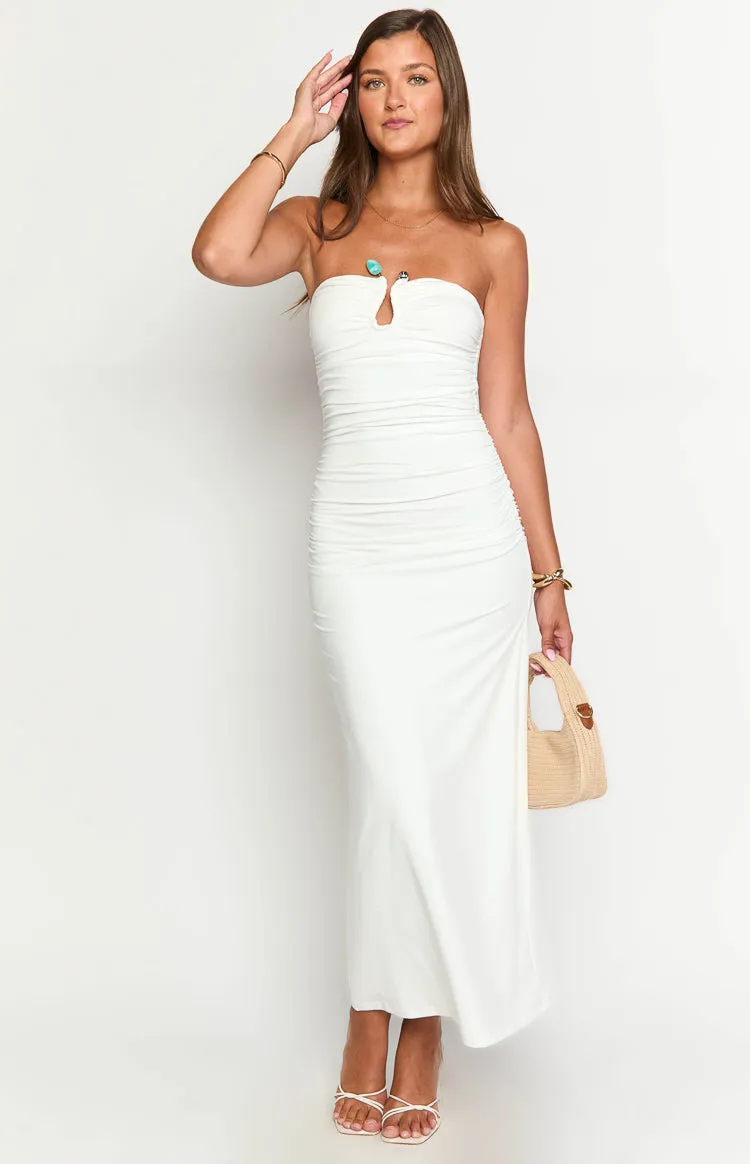 Ark White Strapless Maxi Dress