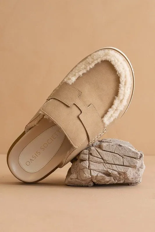Avalon -Suede Shearling Loafer Mule