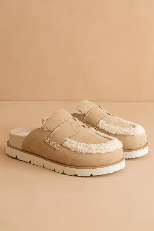 Avalon -Suede Shearling Loafer Mule
