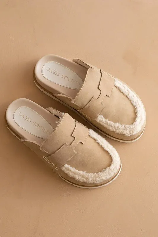 Avalon -Suede Shearling Loafer Mule
