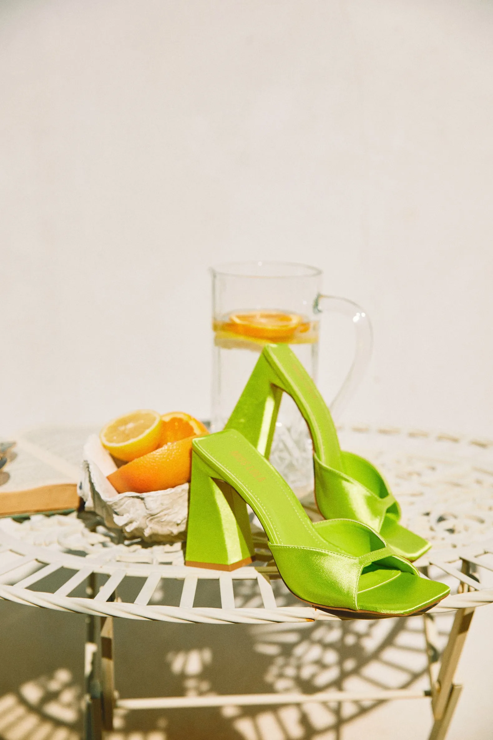 Azaria Block Heel Mules - Lime