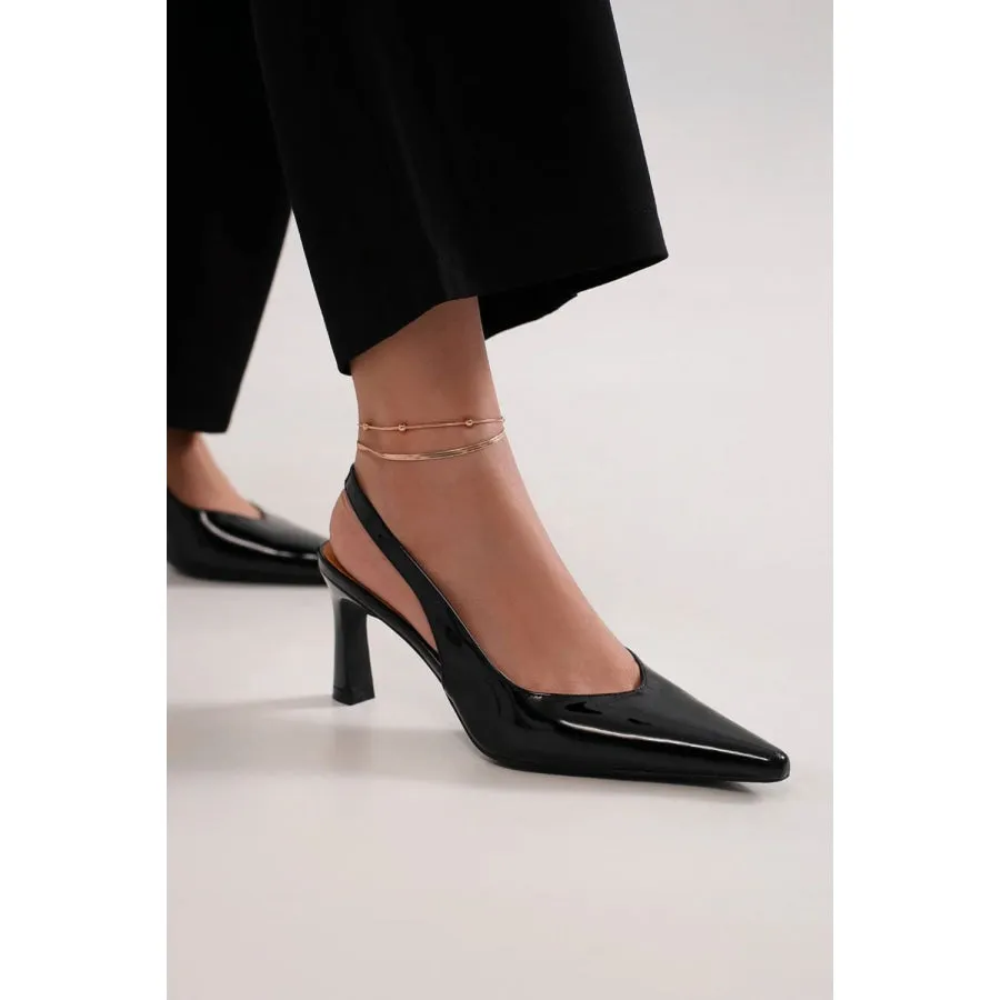 Beast Fashion Faux Leather Point Toe Slingback Pumps