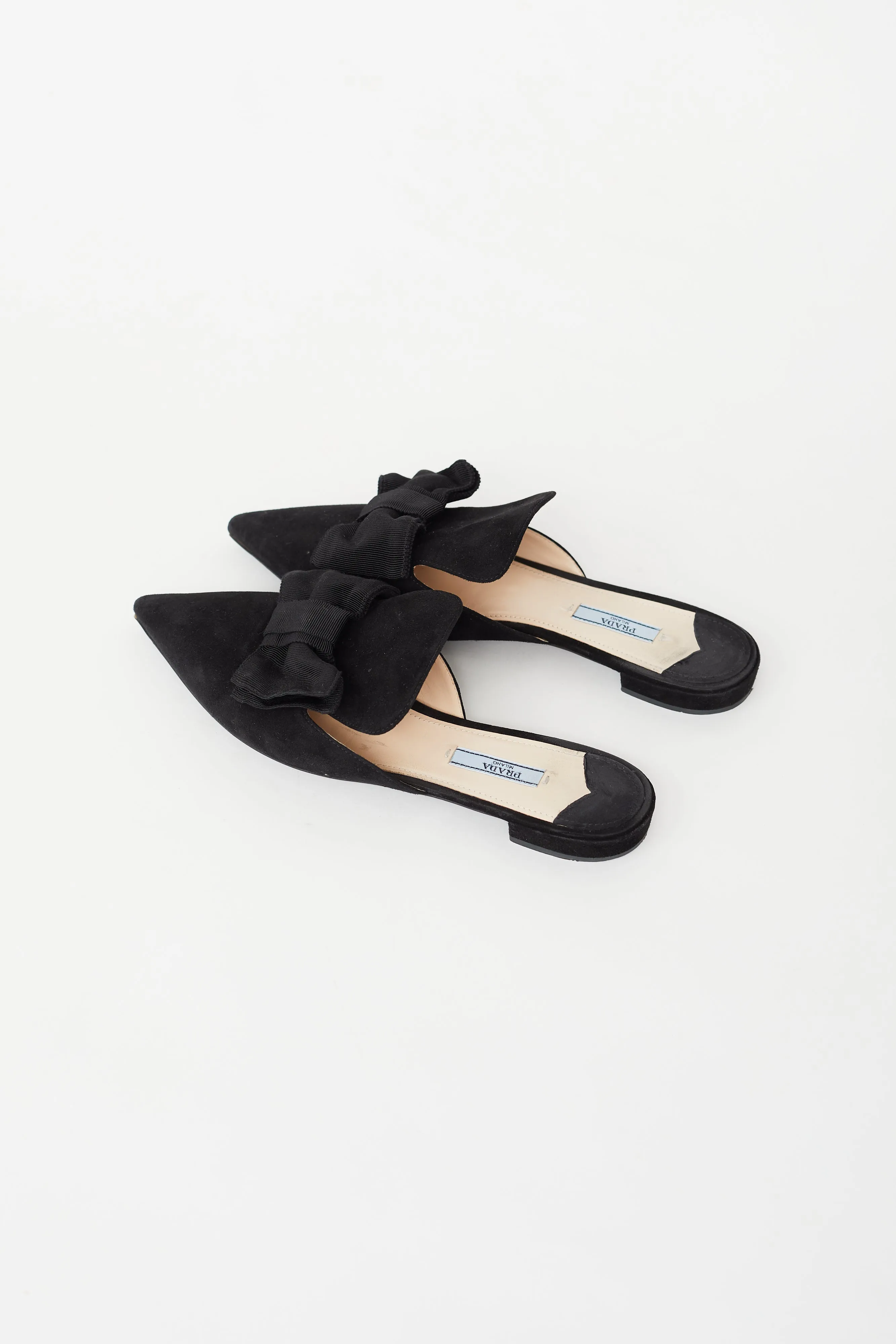 Black Suede Pointed Toe Mule