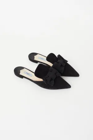 Black Suede Pointed Toe Mule