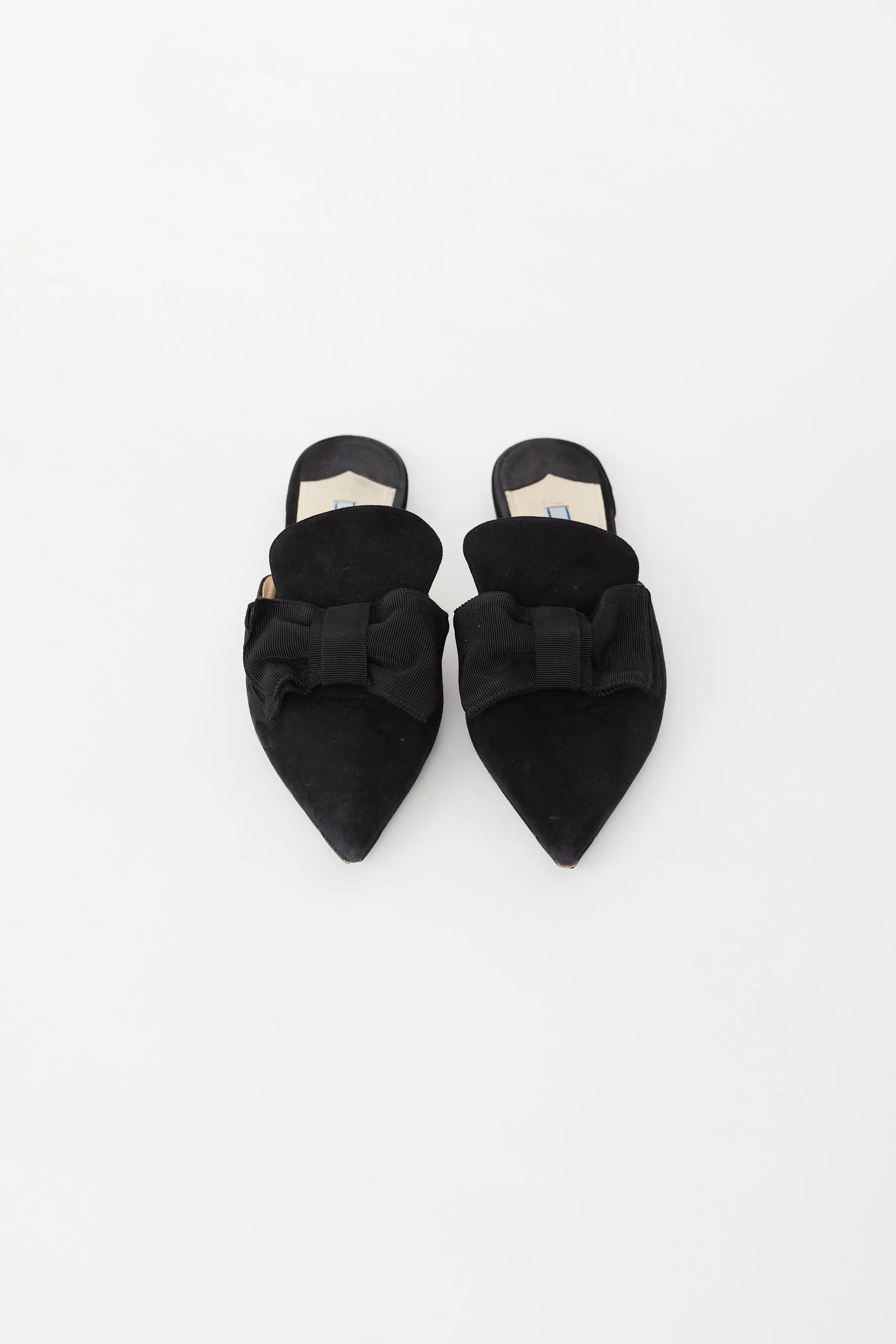 Black Suede Pointed Toe Mule