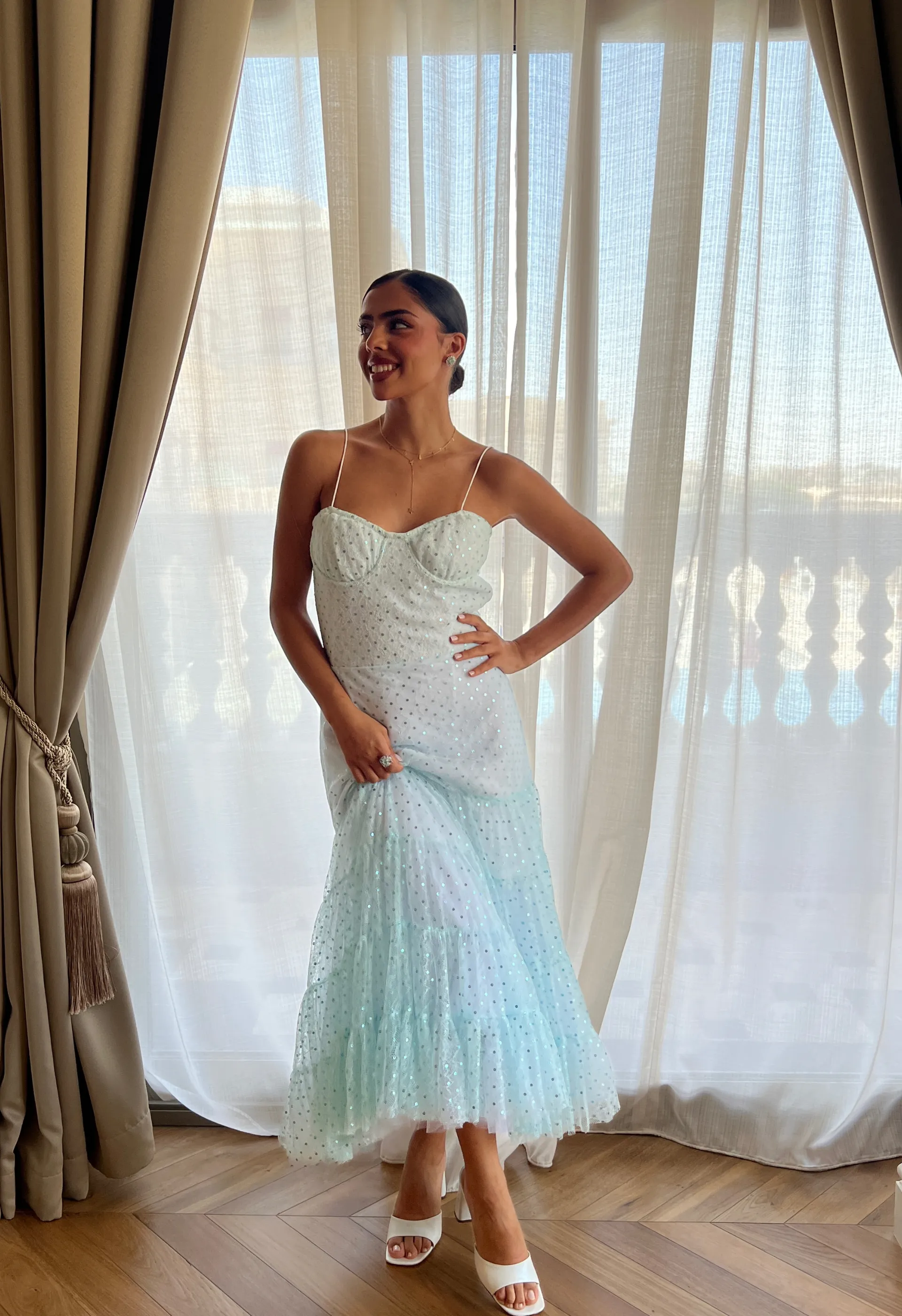 Blue tulle dress