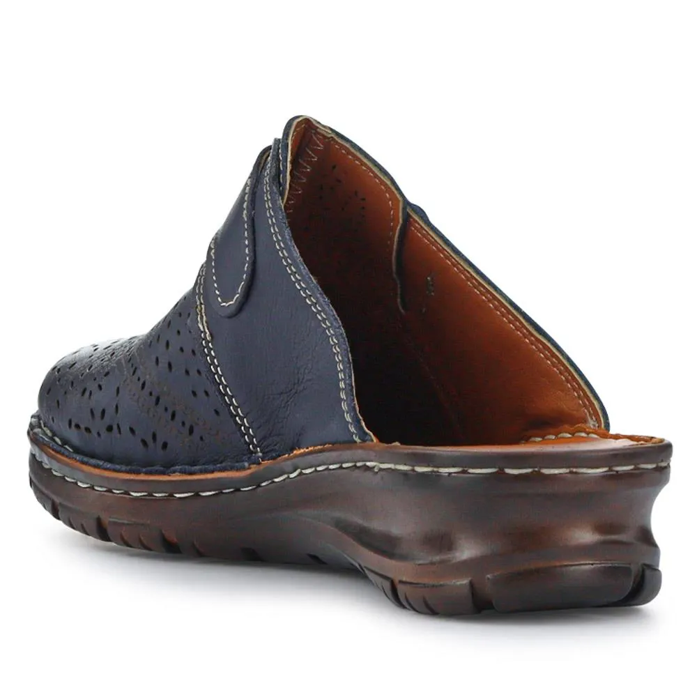Breathable Leather Buckled Mules - HAK41010 / 327 464