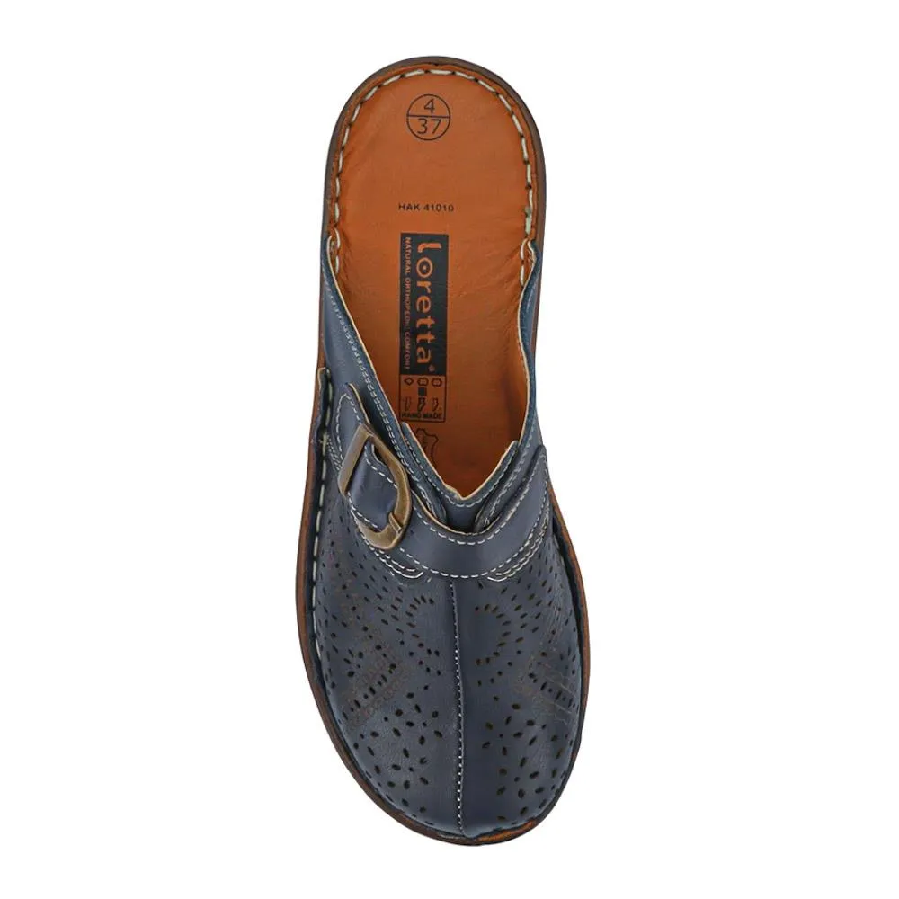 Breathable Leather Buckled Mules - HAK41010 / 327 464
