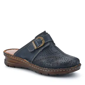 Breathable Leather Buckled Mules - HAK41010 / 327 464