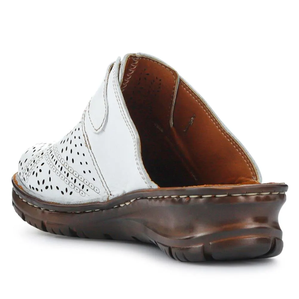 Breathable Leather Buckled Mules - HAK41010 / 327 464