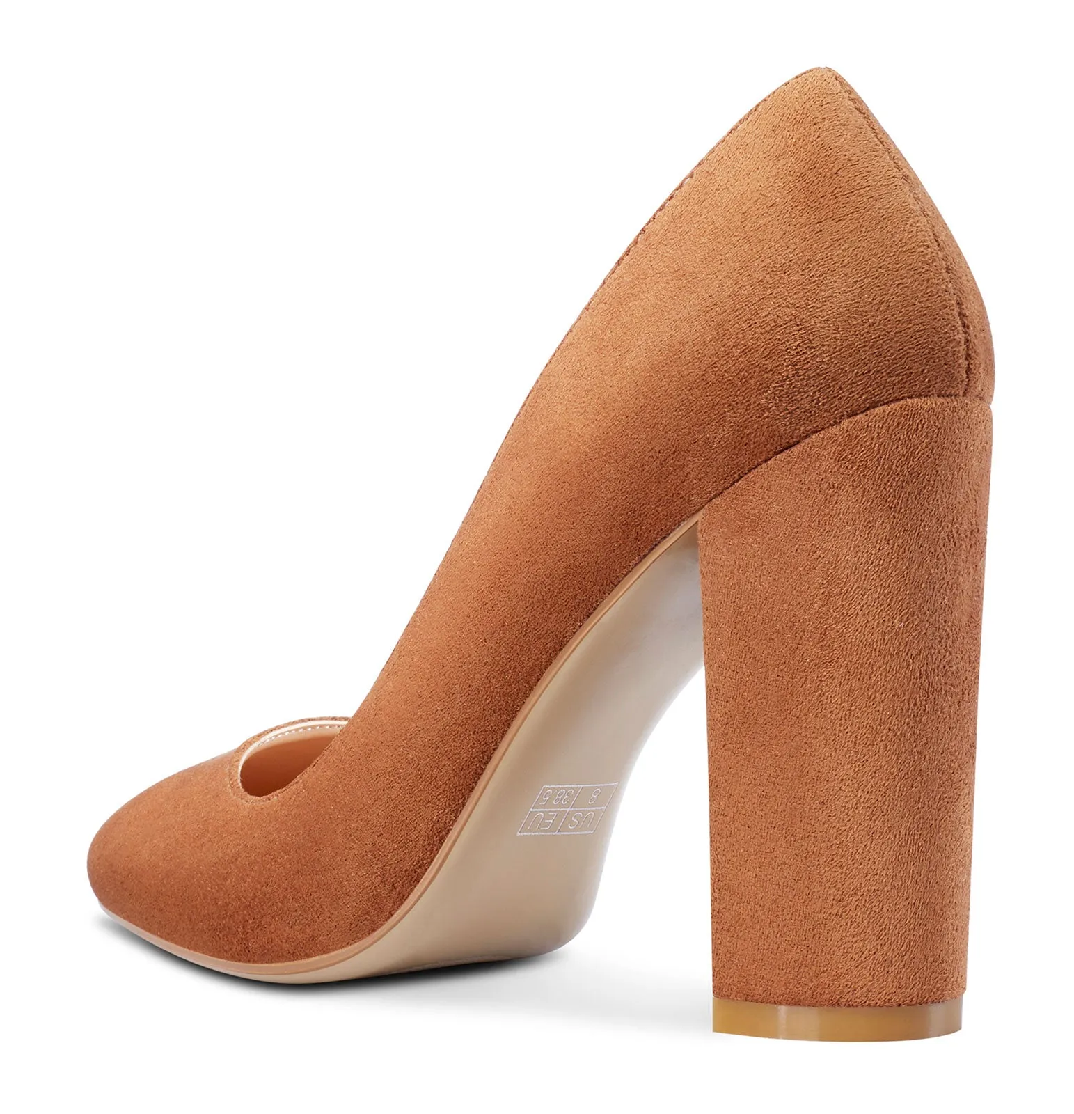 CASTAMERE Womens High Heels Round Toe Pumps Slip-on 10CM Chunky Block Heel Office