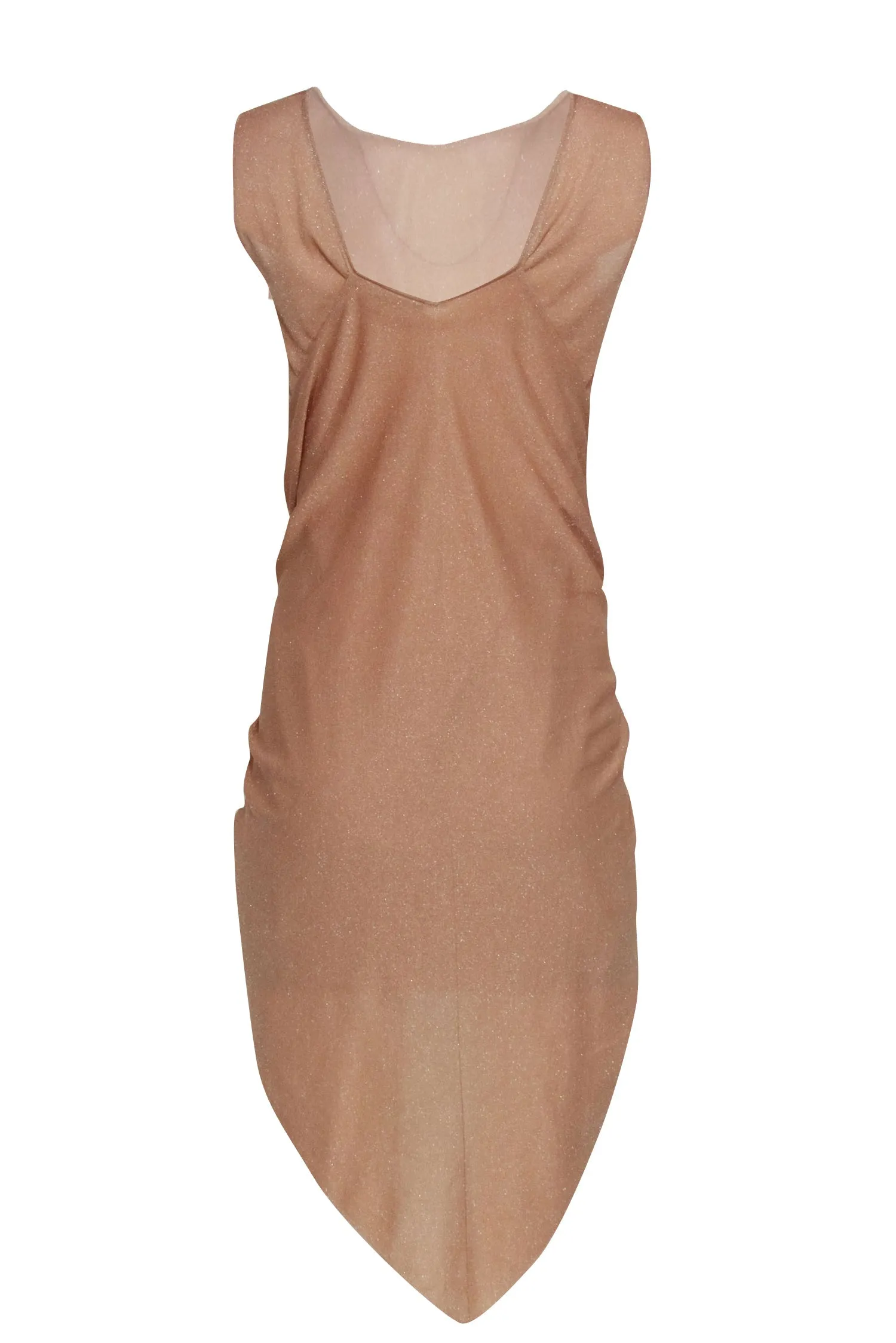 Chanel - Champagne Gold Glitter Sleeveless Dress w/ Attached Shawl Sz 2