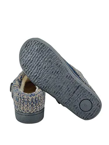 Clarks Amanda Dark Navy Suede Leather Knitted Collar Clog Plush Faux Fur Mules