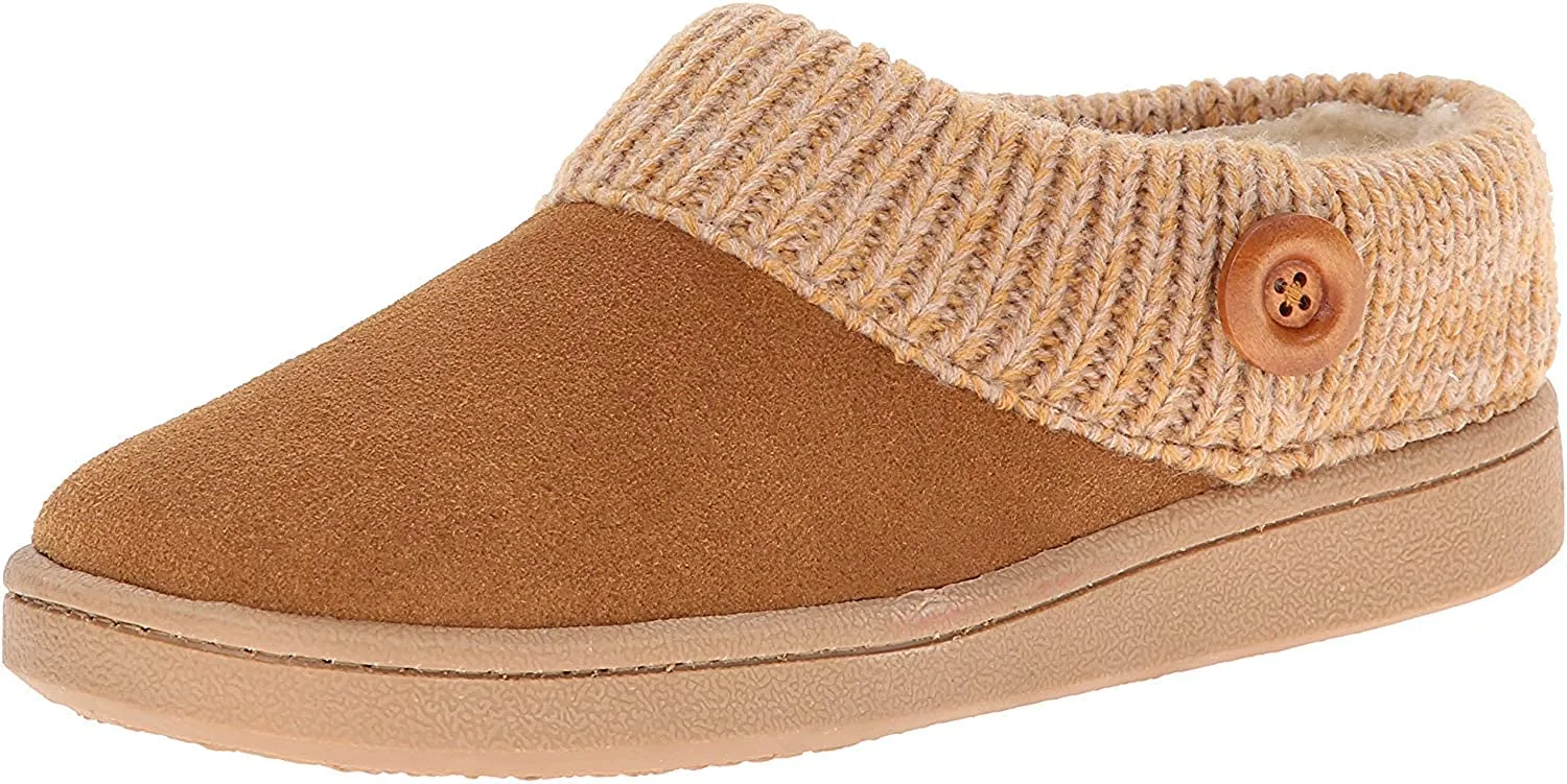 Clarks Cinnamon Knitted Collar Winter Clog Rounded Toe Casual Slippers