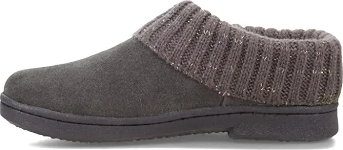 Clarks Grey Knitted Collar Winter Clog Rounded Closed Toe Slippers