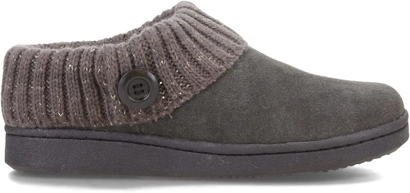 Clarks Grey Knitted Collar Winter Clog Rounded Closed Toe Slippers