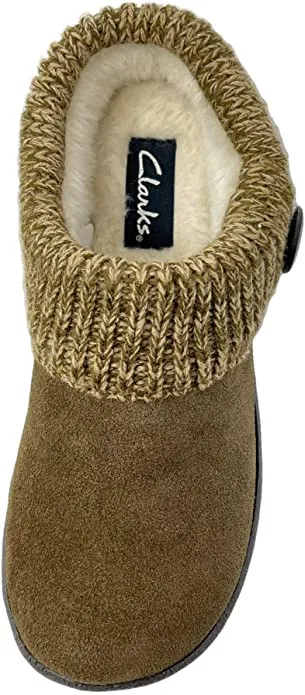 Clarks knitted Collar Winter Clog Slippers SAGE (9, SAGE)