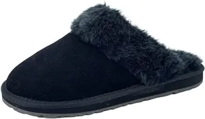Clarks Scuff Black House Loafers Slip On Fur Lining Casual Cosy Mule Slippers