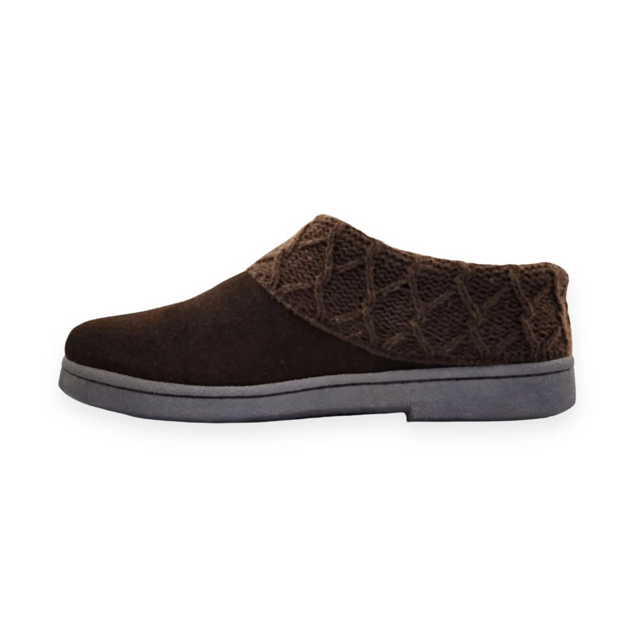 Clarks Scuff Dark Brown Knit Fur Slip On Flat Slipper Rounded Toe Slide Mules