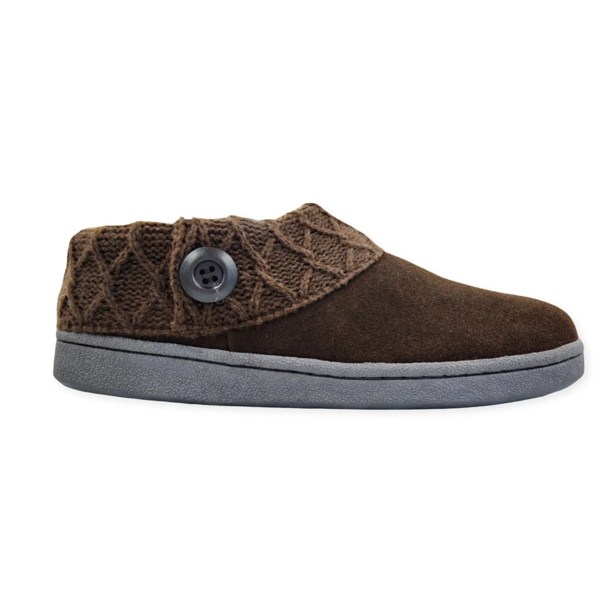 Clarks Scuff Dark Brown Knit Fur Slip On Flat Slipper Rounded Toe Slide Mules