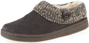 Clarks Women's Knit Scuff Leather Slipper Mules Sweater Cuff Clog (7, Grey)