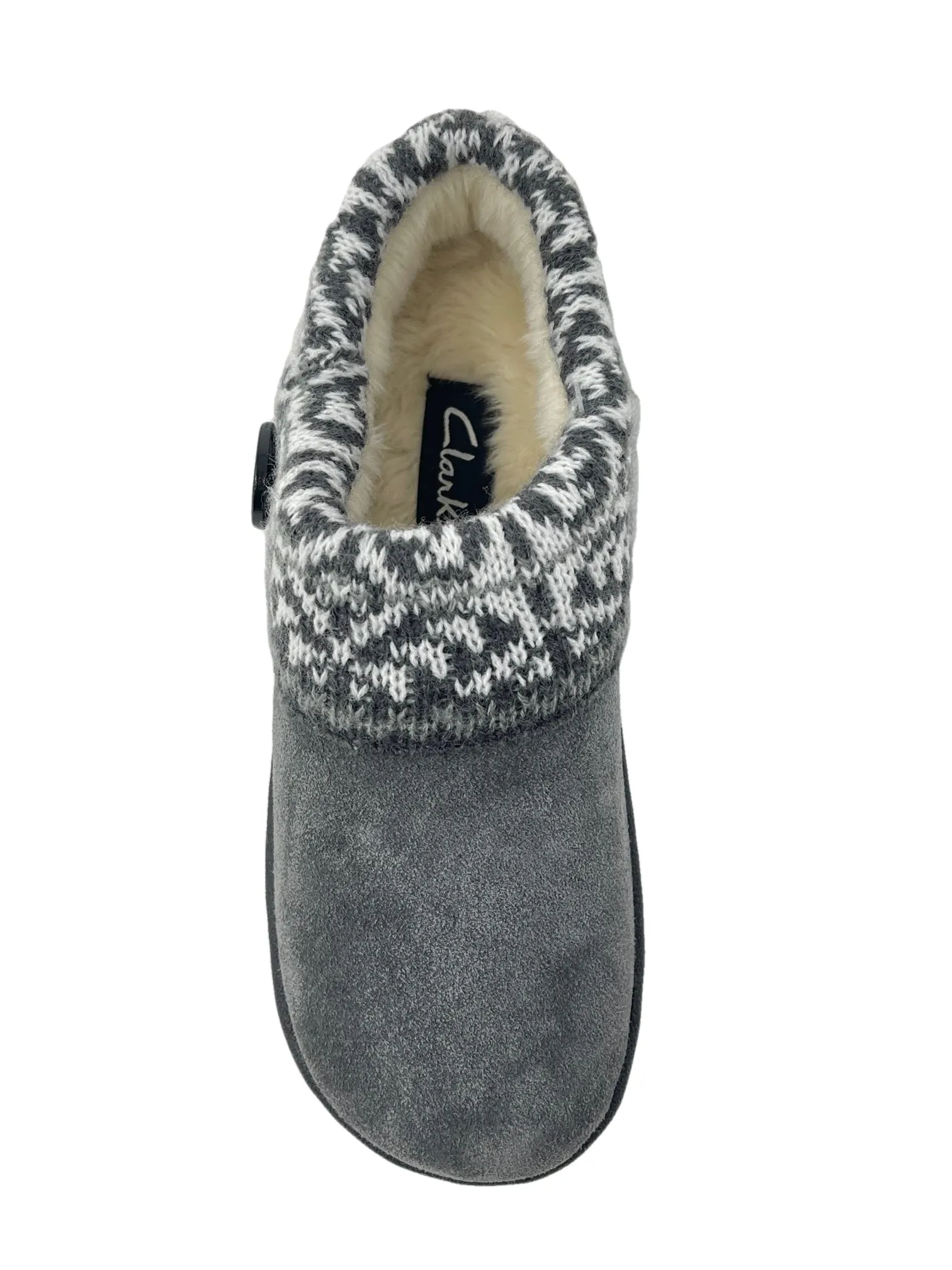 Clarks Women's Knitted Collar Slip On Rounded Toe Casual Clogs Mules Slippers