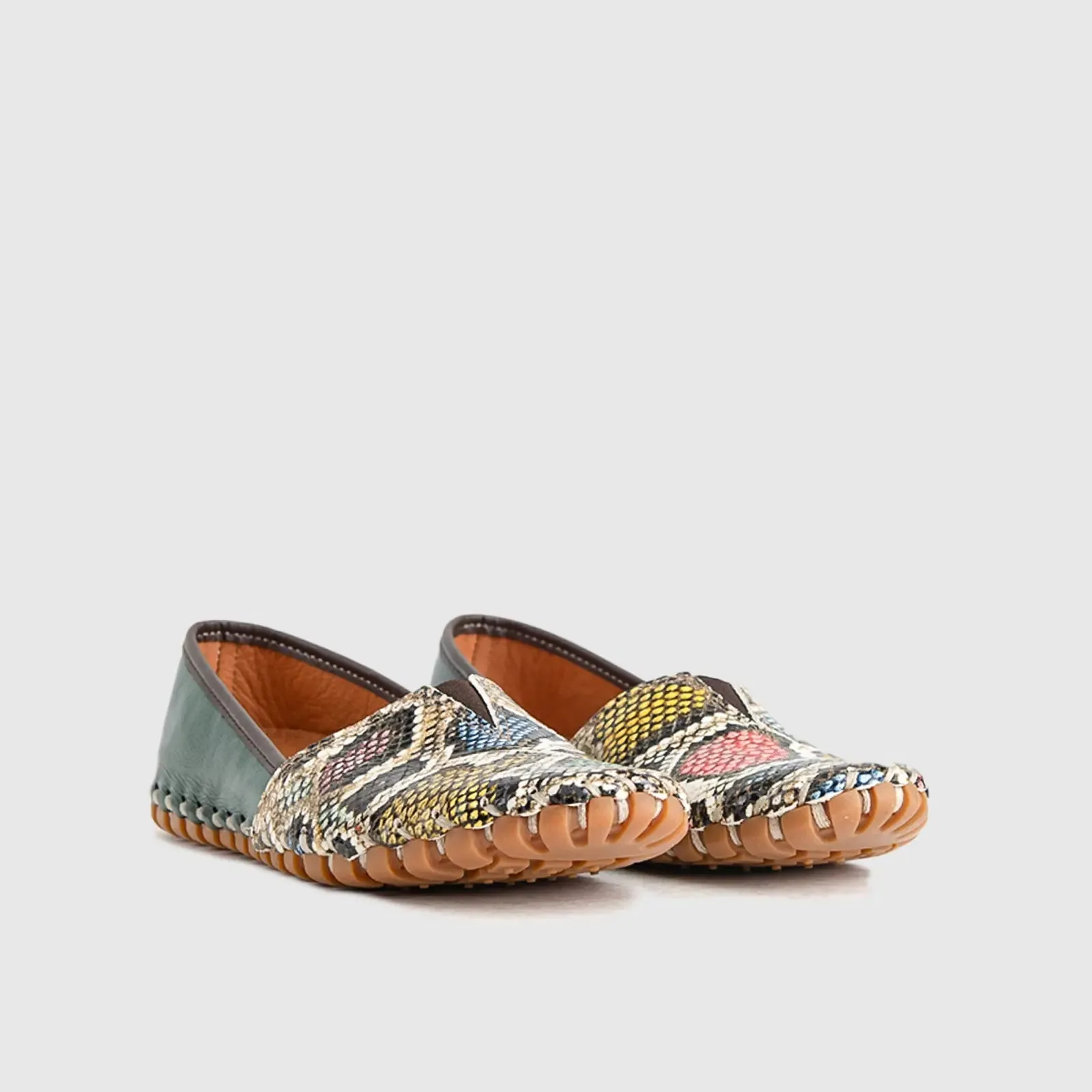Comfort Leather Pumps Casuals 1203 Green Multi