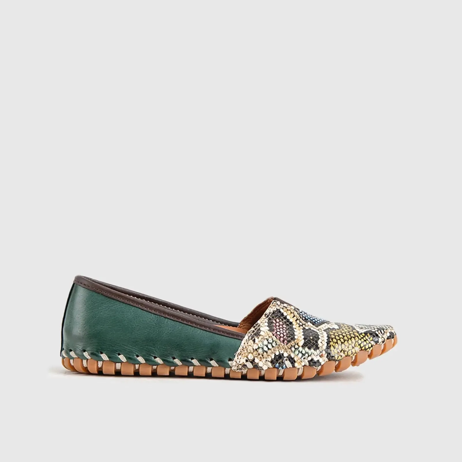 Comfort Leather Pumps Casuals 1203 Green Multi
