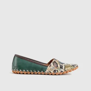 Comfort Leather Pumps Casuals 1203 Green Multi