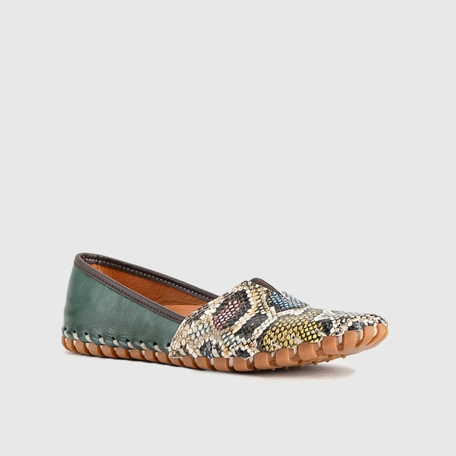 Comfort Leather Pumps Casuals 1203 Green Multi
