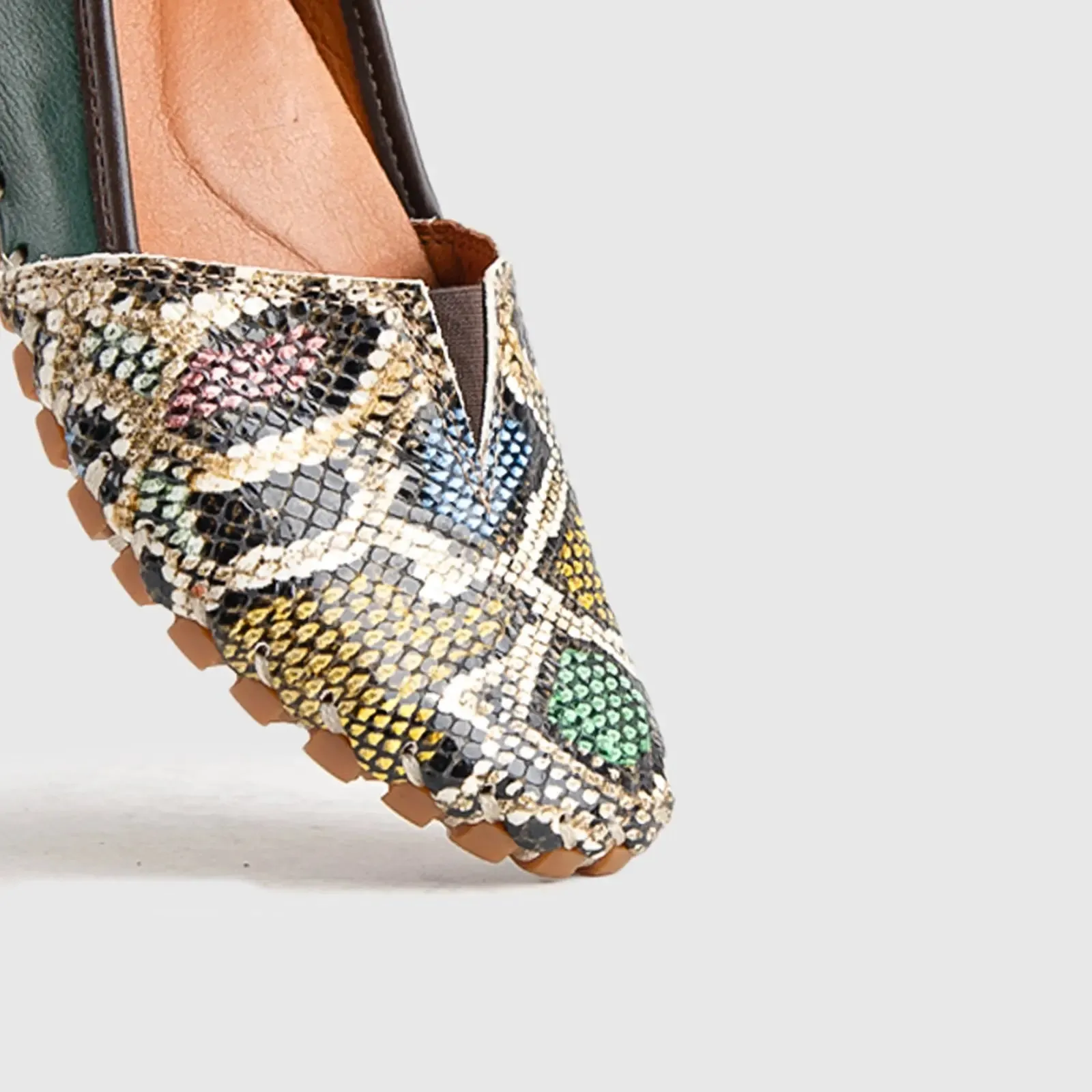 Comfort Leather Pumps Casuals 1203 Green Multi