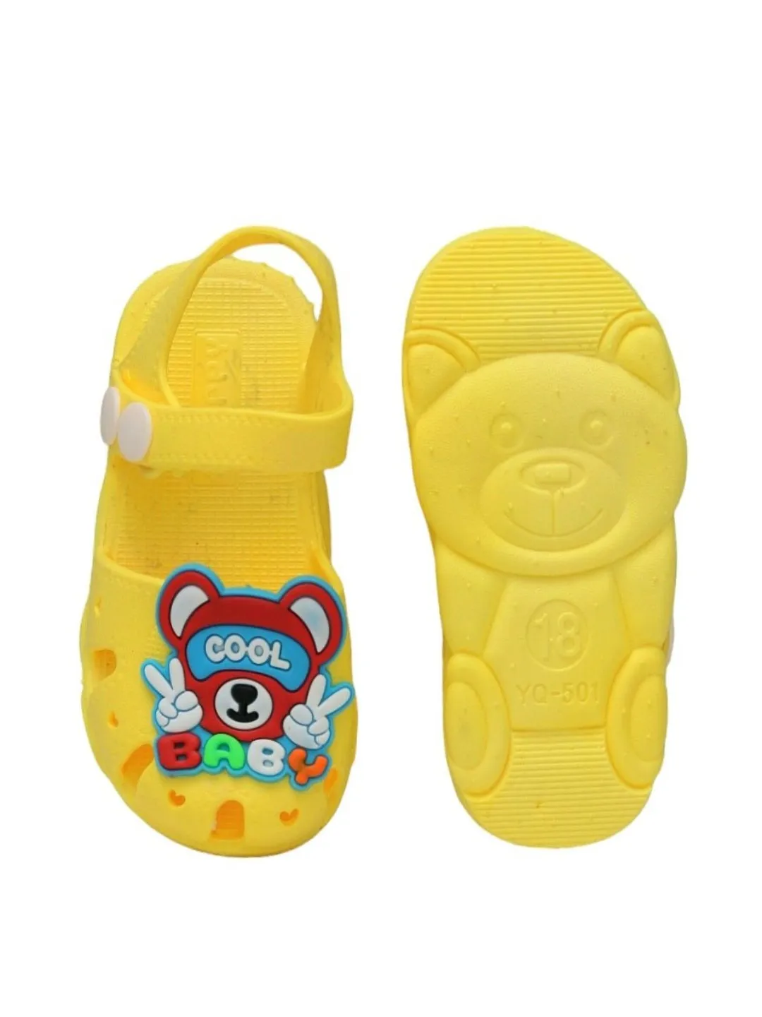 Cool Baby Bear Vibrant Yellow Cartoon Themed Sandals for Boys