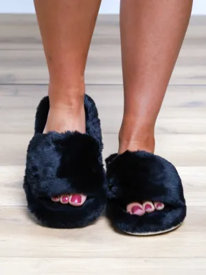 Cozy Obsession Open Toe Slippers- FINAL SALE