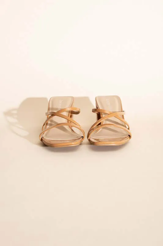 CRIMP-S Black Tan Mule Sandal Heels Sandals