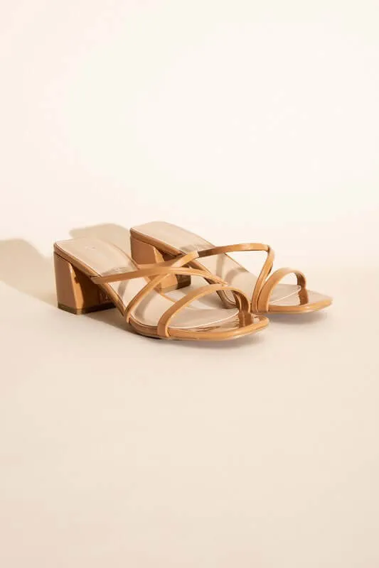 CRIMP-S Black Tan Mule Sandal Heels Sandals