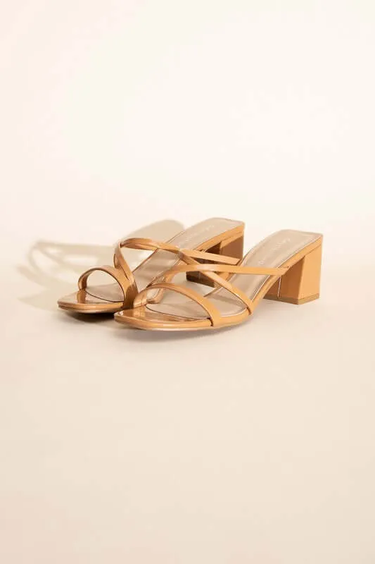 CRIMP-S Black Tan Mule Sandal Heels Sandals