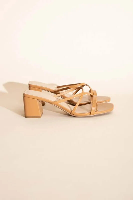 CRIMP-S Black Tan Mule Sandal Heels Sandals