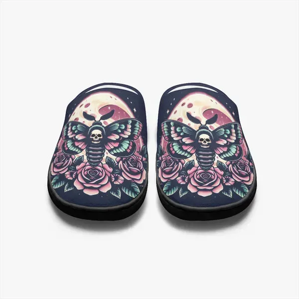 Dark Navy Moth N' Moonlight Super Cozy House Slippers