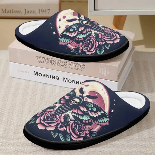 Dark Navy Moth N' Moonlight Super Cozy House Slippers