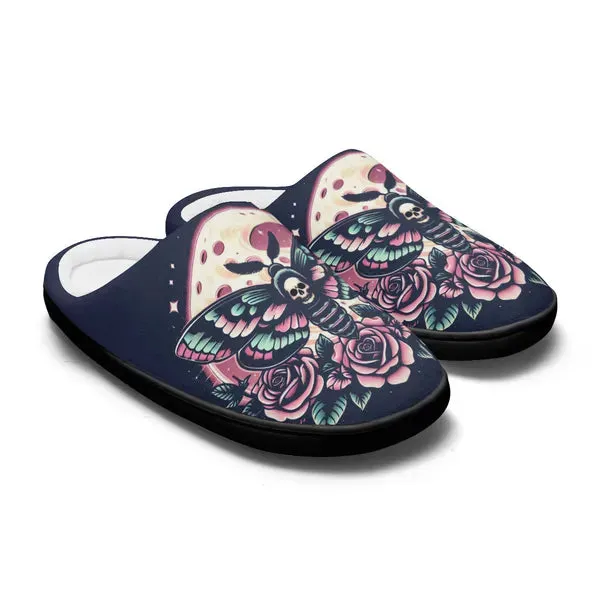 Dark Navy Moth N' Moonlight Super Cozy House Slippers