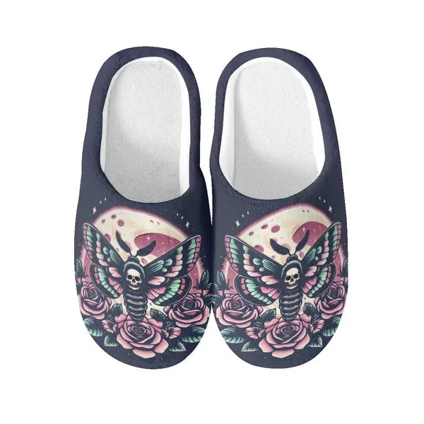 Dark Navy Moth N' Moonlight Super Cozy House Slippers