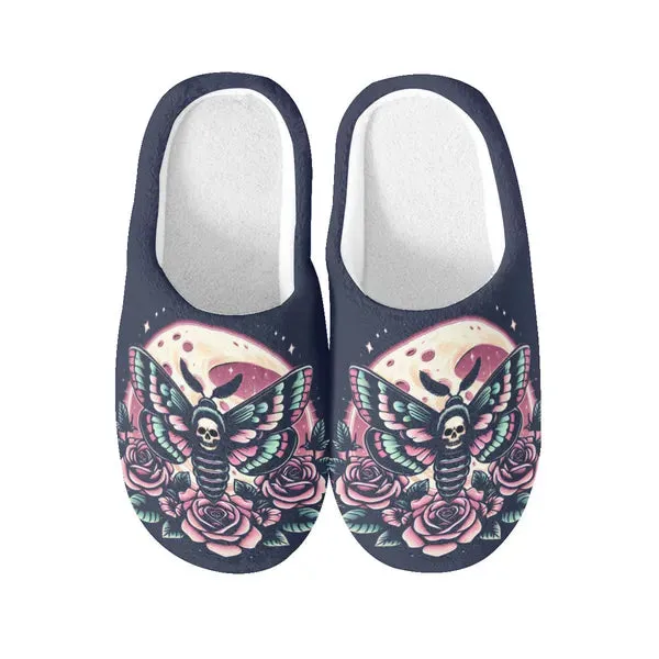 Dark Navy Moth N' Moonlight Super Cozy House Slippers