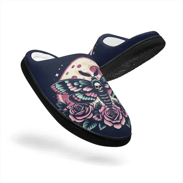 Dark Navy Moth N' Moonlight Super Cozy House Slippers