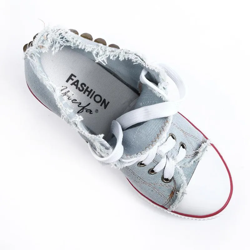 Denim High Heel Rivet Shoe
