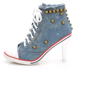 Denim High Heel Rivet Shoe