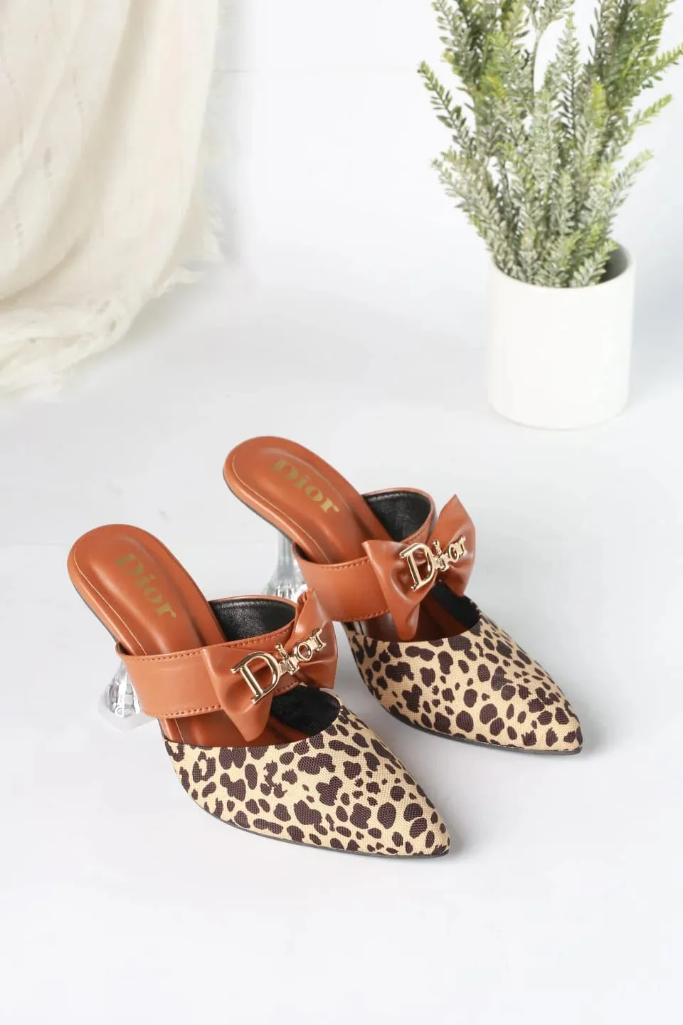 DIOR CASUAL HEEL PUMPS - BROWN (LEOPARD)